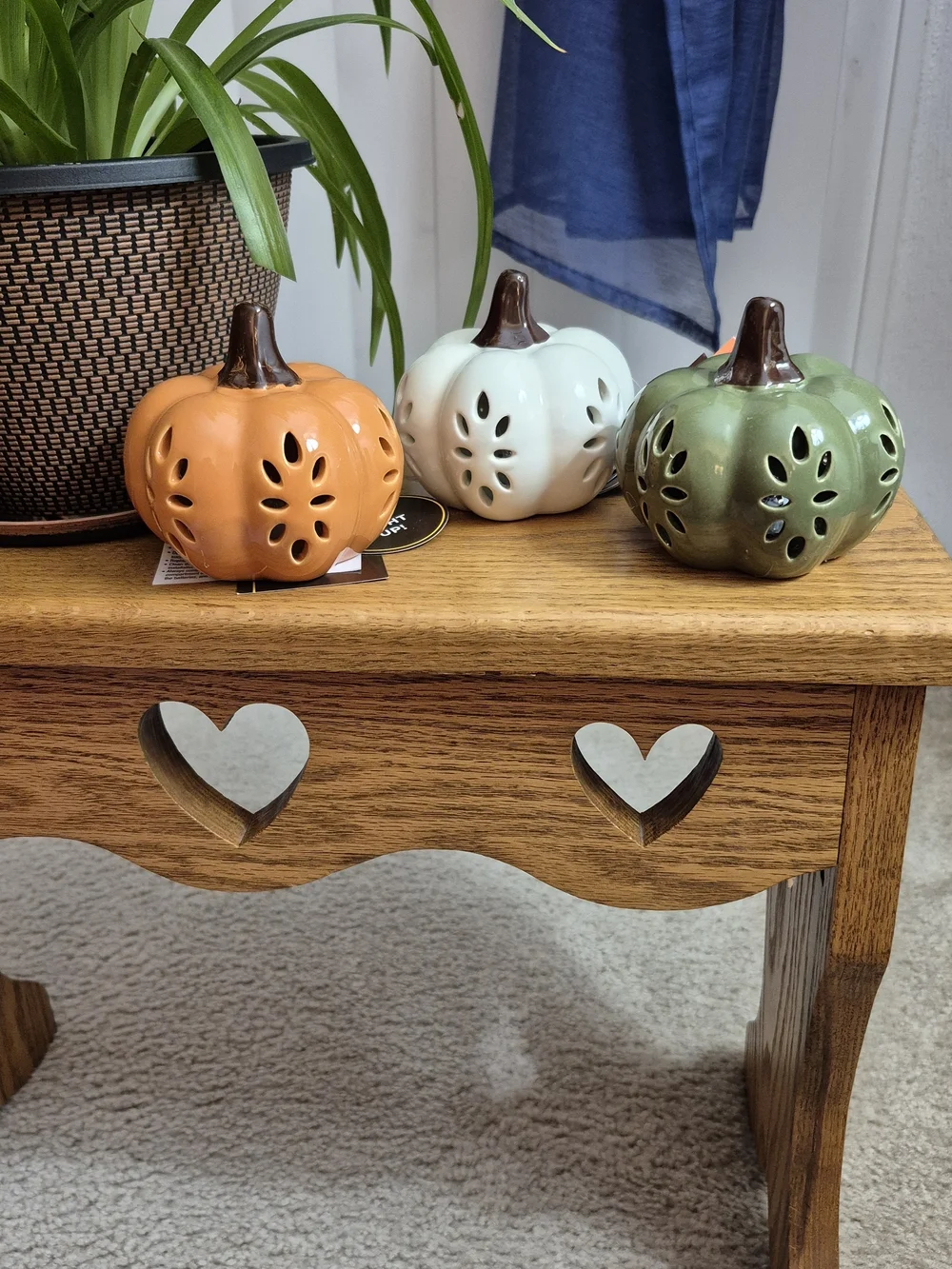 Ceramic Pumpkin LED Accent Trio - Orange, White, Green